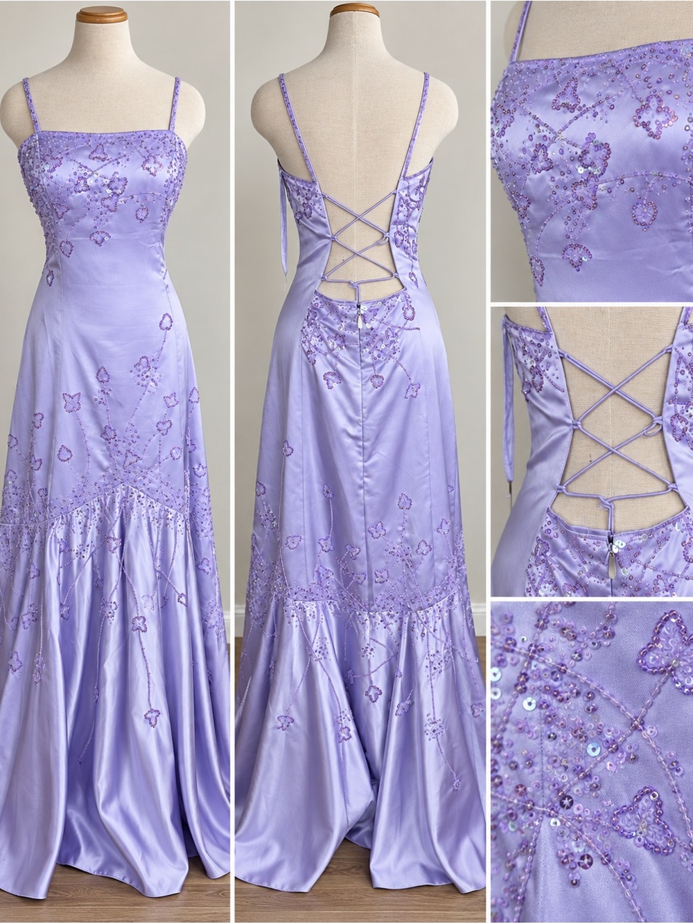 Vintage La Novia Lavender Beaded Corset Back Formal Gown – NWT 💜✨